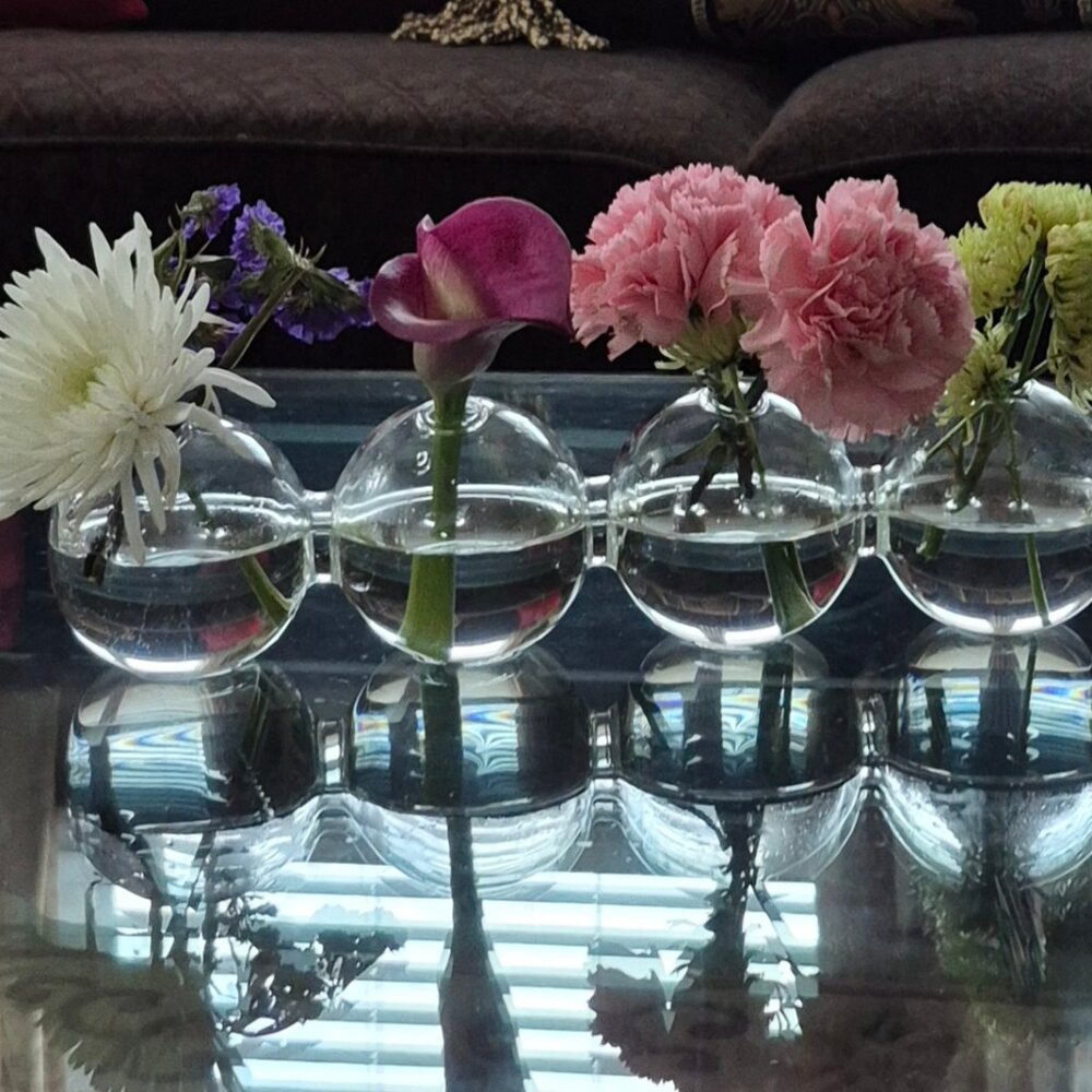 3" attached "globe "vases.